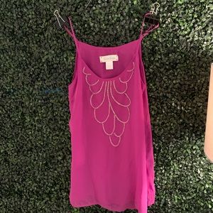 pink and silver beaded tank top